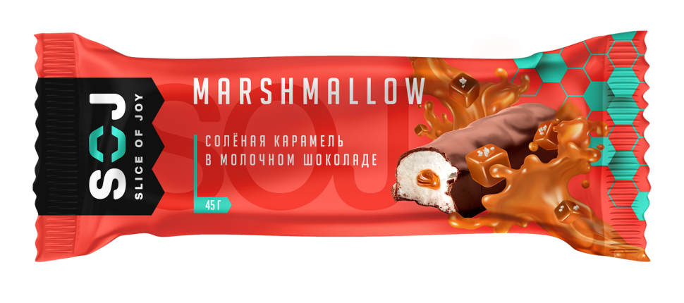 MARSHMALLOW батончик SOJ с соленой карамелью в молочном шоколаде 30 гр.